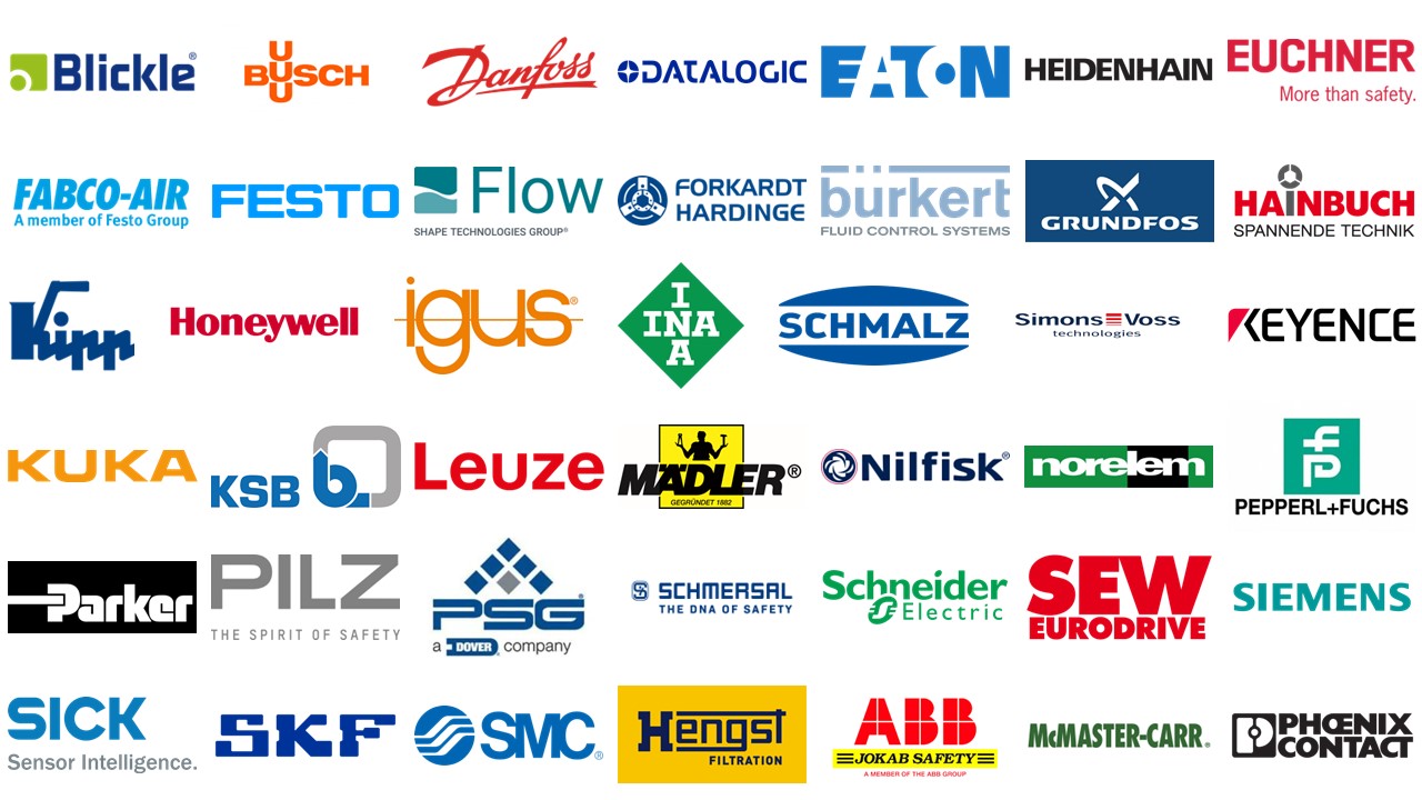 Herstellerauswahl CS Beschaffung GmbH; Siemens, Festo, Schneider Electric, Kuka, Honeywell, SEW Eurodrive, Pepperl+Fuchs, SICK, SKF, Pilz, Keyence, Turck und weitere Anbieter für Instandhaltung, Produktion und industrielle Automatisierung.